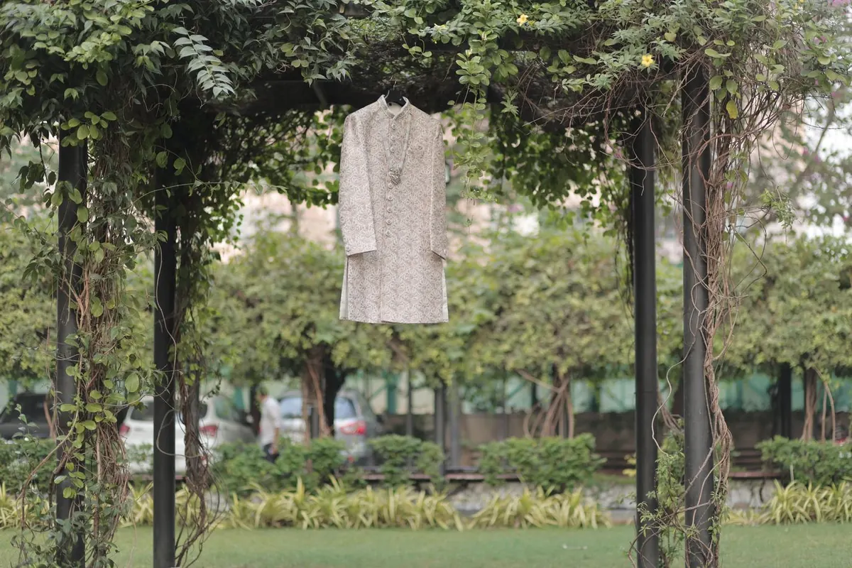 Kurtis: traditional kurta hanging in a garden — reference photo from our export range